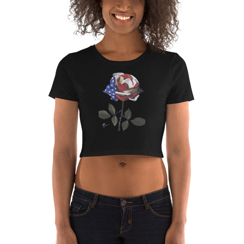 Patriotic Rose Women’s Crop Tee