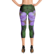 Purple Flower Capri Leggings