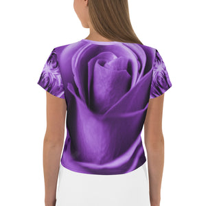 Purple Rose All-Over Print Crop Tee