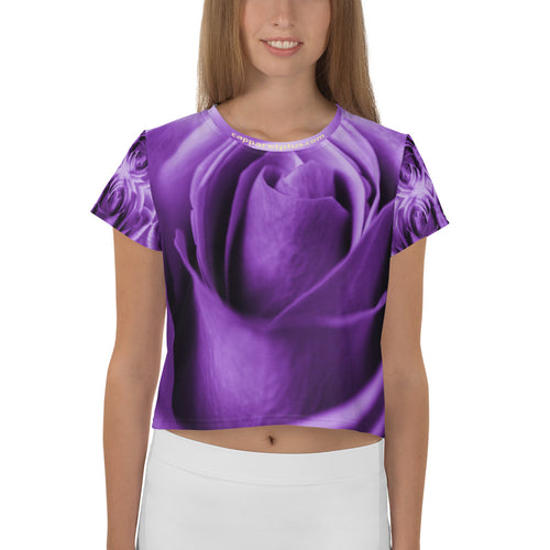 Purple Rose All-Over Print Crop Tee