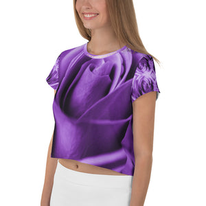 Purple Rose All-Over Print Crop Tee