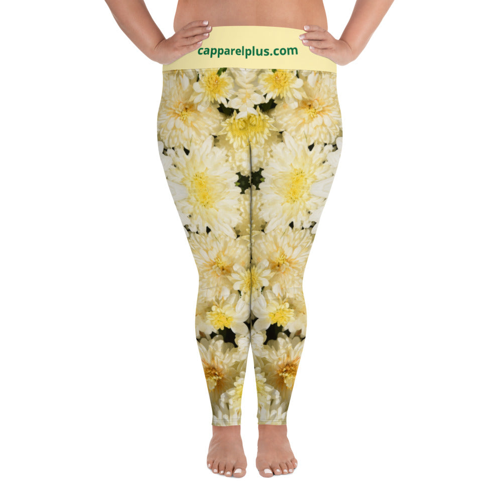 Yellow Flower All-Over Print Plus Size Leggings