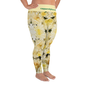 Yellow Flower All-Over Print Plus Size Leggings