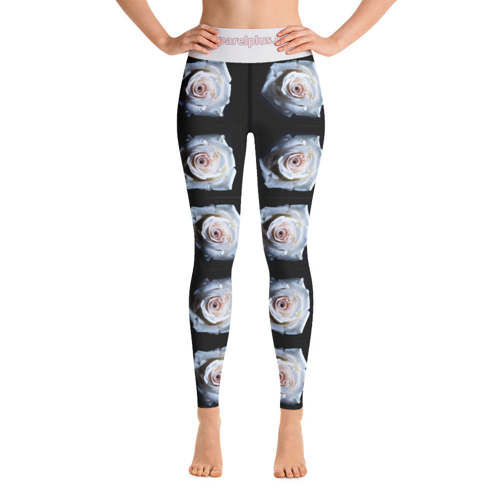 White Rose Yoga Leggings