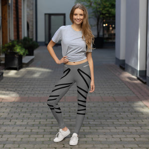 Grey - Black Stripe Leggings