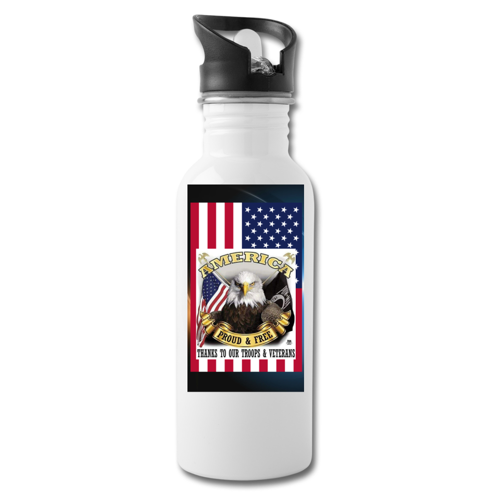 Thank Troops and Vets Water Bottle - white