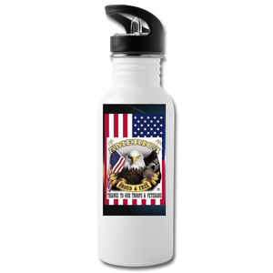 Thank Troops and Vets Water Bottle - white