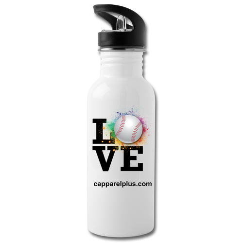 Love Baseball Water Bottle - white