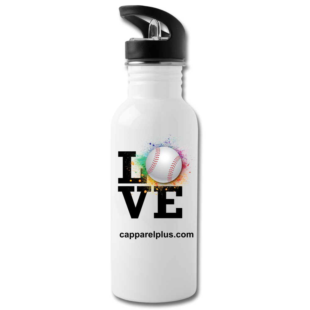 Love Baseball Water Bottle - white