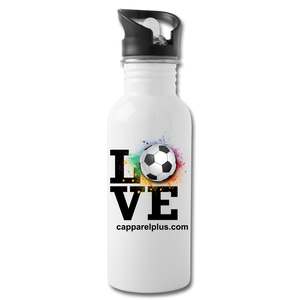 Love Soccer Water Bottle - white