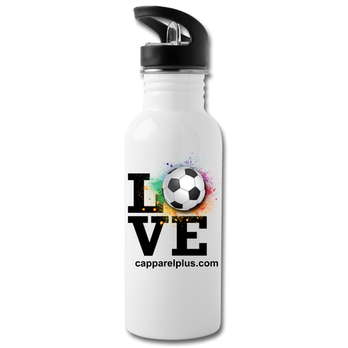 Love Soccer Water Bottle - white