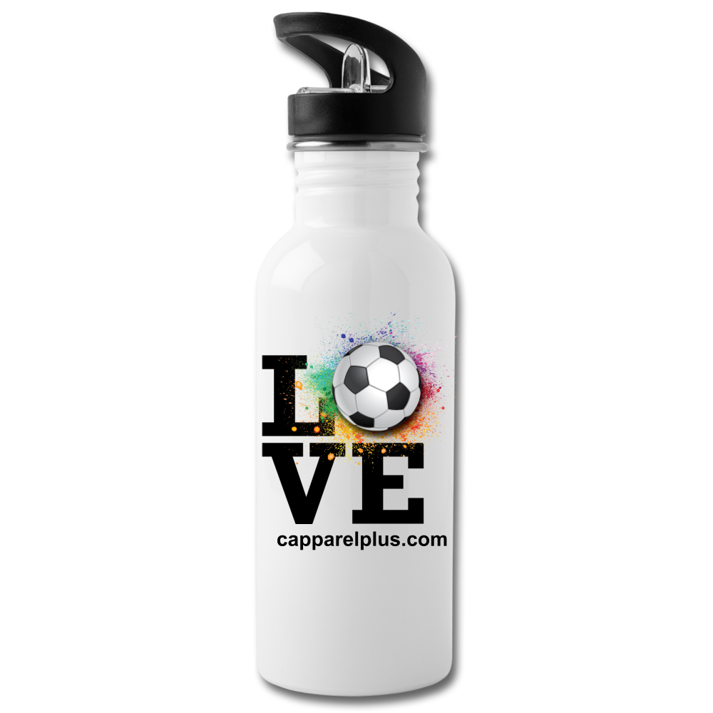 Love Soccer Water Bottle - white