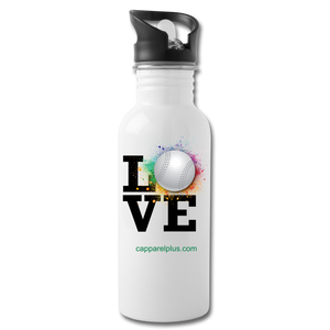 Love Softball Water Bottle - white