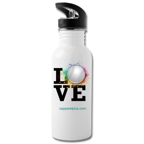 Love Softball Water Bottle - white