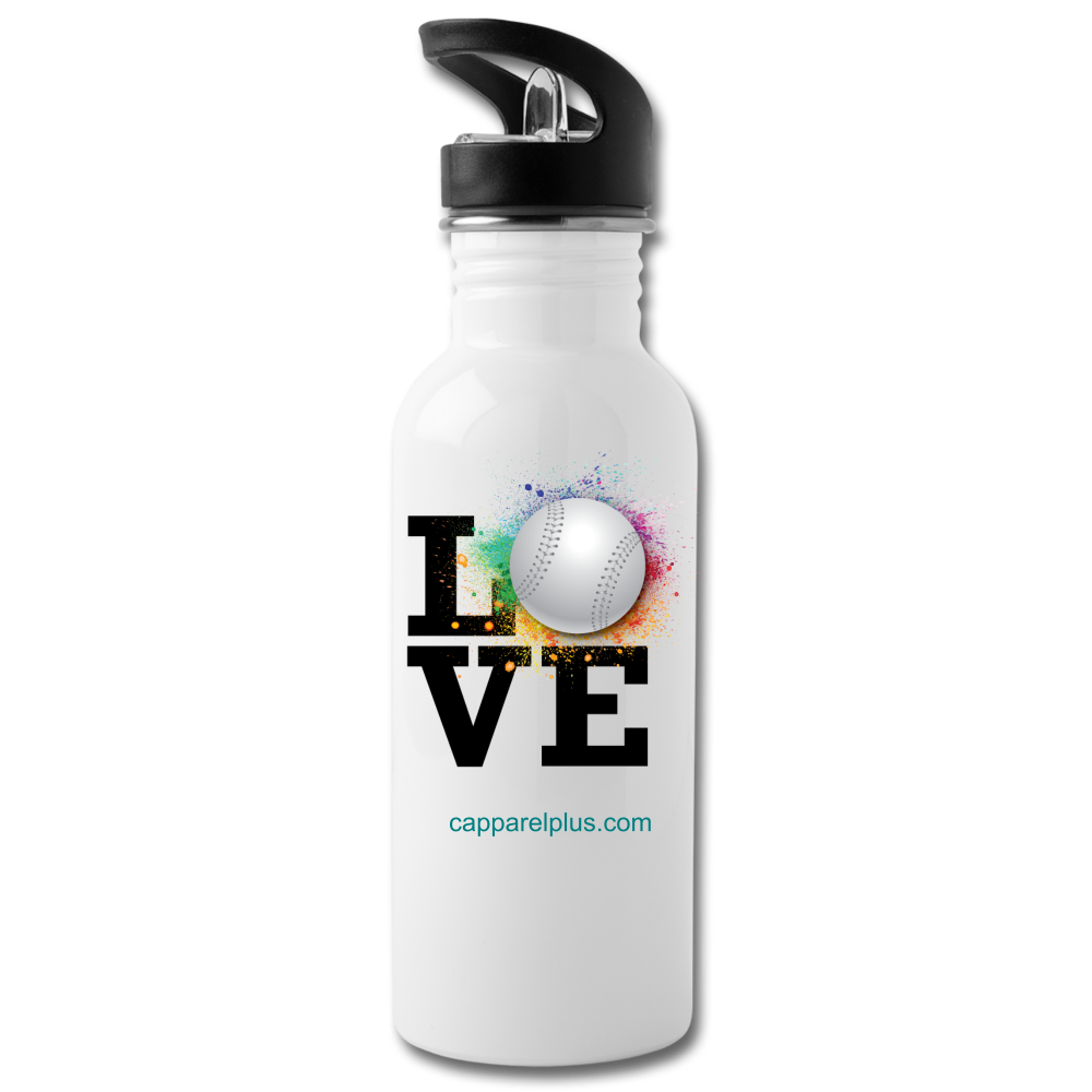 Love Softball Water Bottle - white