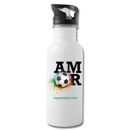 Amor Soccer Water Bottle - white