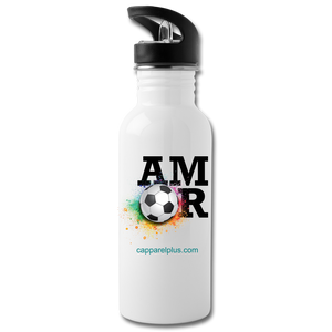 Amor Soccer Water Bottle - white