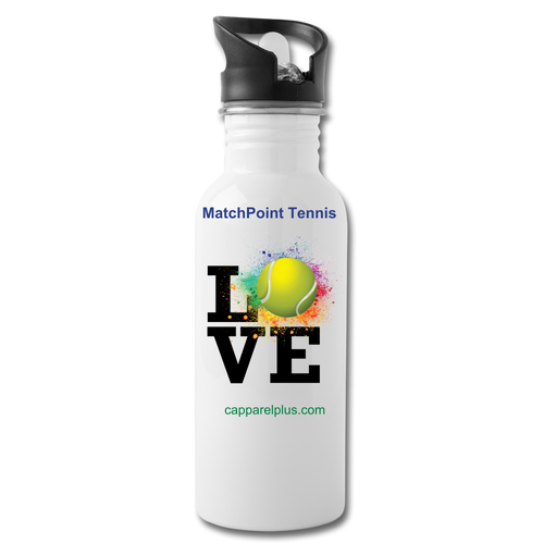 Match Point Tennis Water Bottle - white