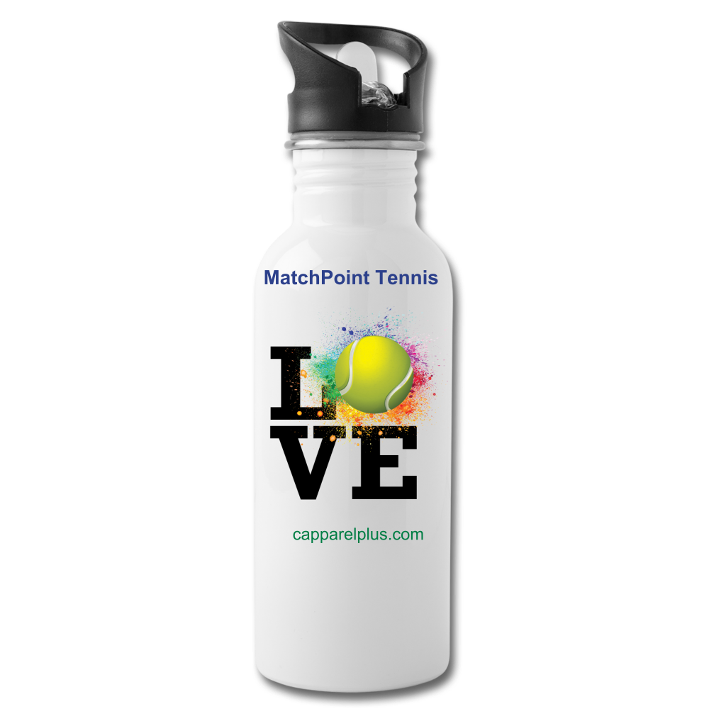 Match Point Tennis Water Bottle - white