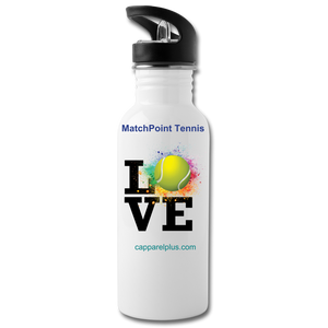 Match Point Tennis Water Bottle - white