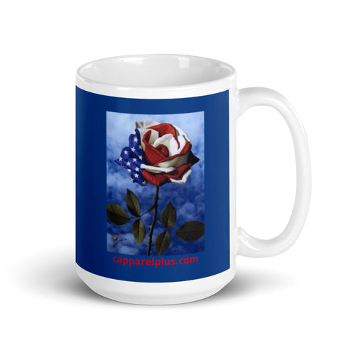 Patriotic Rose White glossy mug